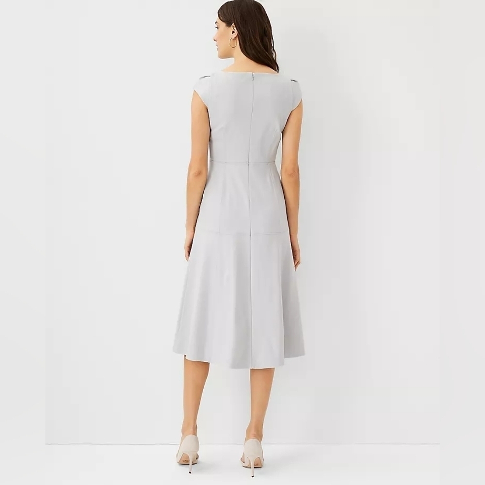 Ann Taylor Grey Seamed Flare Dress in 2P Spring/Summer Dress - Picture 2 of 9